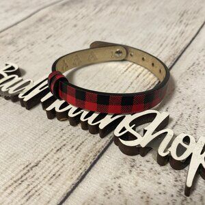 *Keep Collective Double Sided Red Plaid Gold Deer Christmas Reversible Band